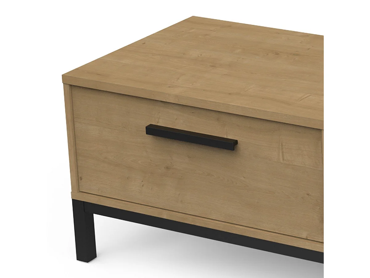 Meuble TV 1 tiroir et 1 niche décor chêne et noir mat L183 cm - CRAFT