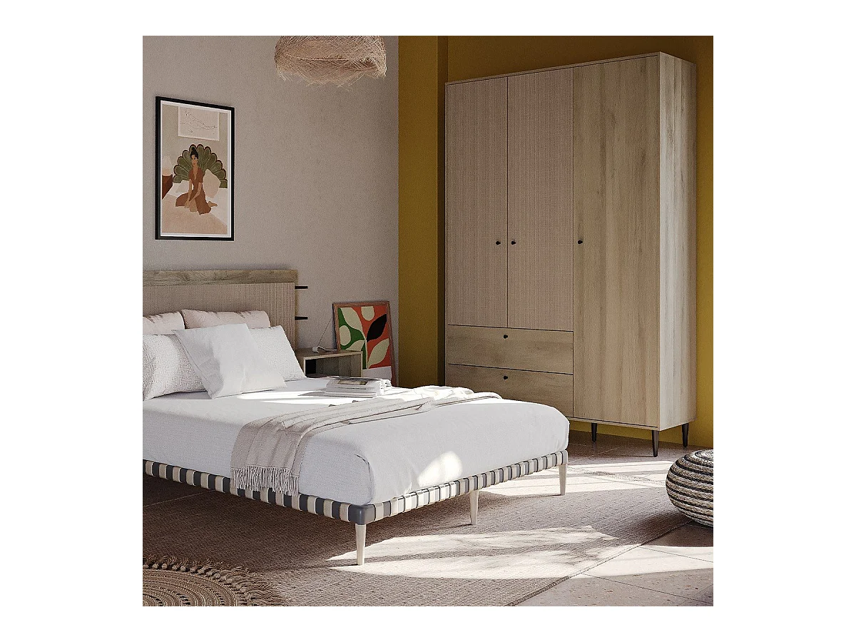 Armoire 3 portes ouvrantes et 2 tiroirs - SAIGON