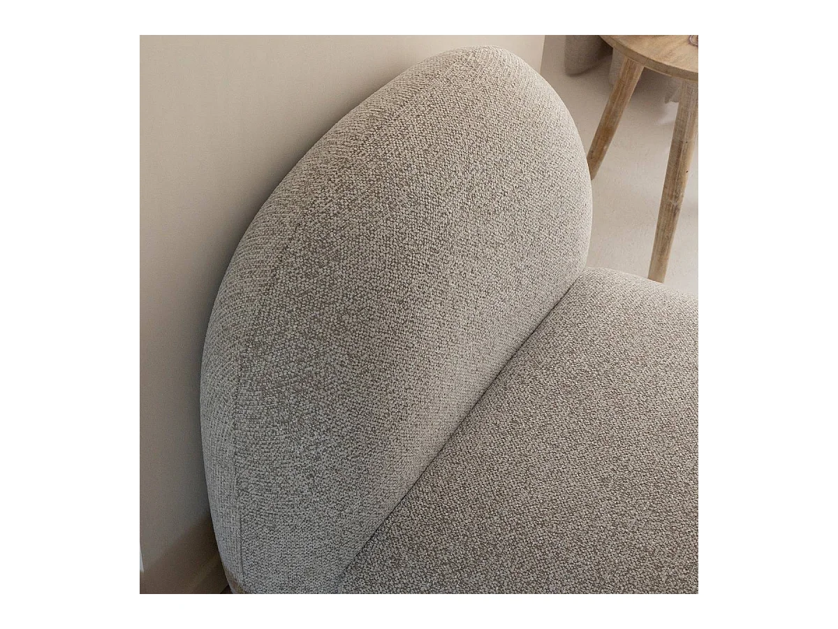 Module central canapé en tissu bouclette gris Calya