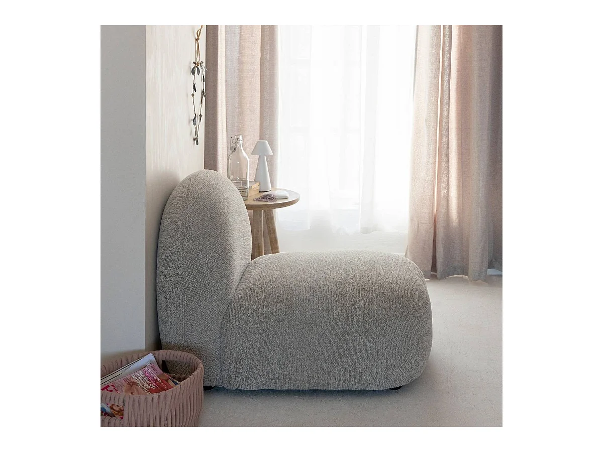 Module central canapé en tissu bouclette gris Calya