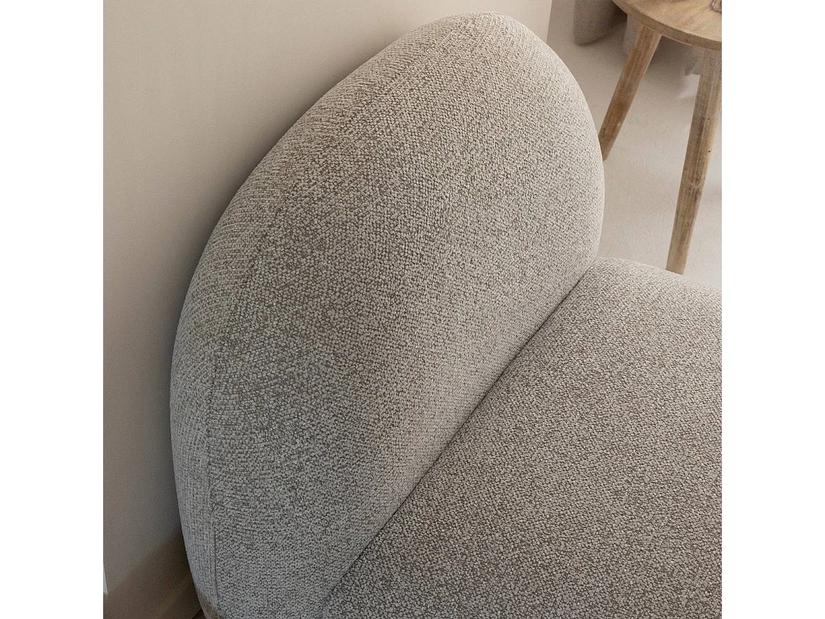 Module central canapé en tissu bouclette gris Calya