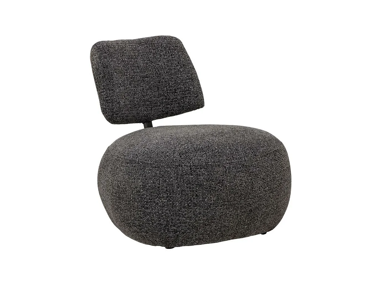 Fauteuil en tissu bouclette avec dossier gris foncé Teresia