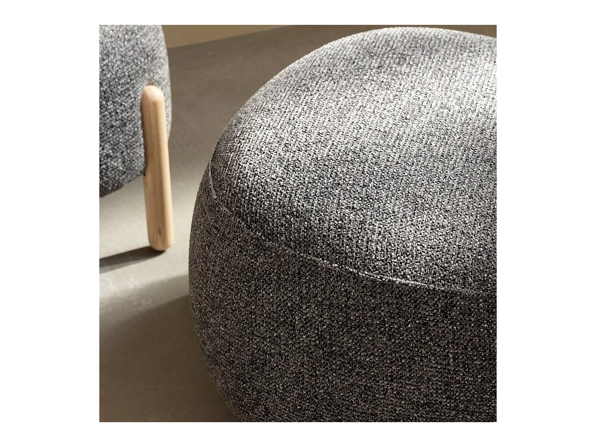 Fauteuil en tissu bouclette avec dossier gris foncé Teresia