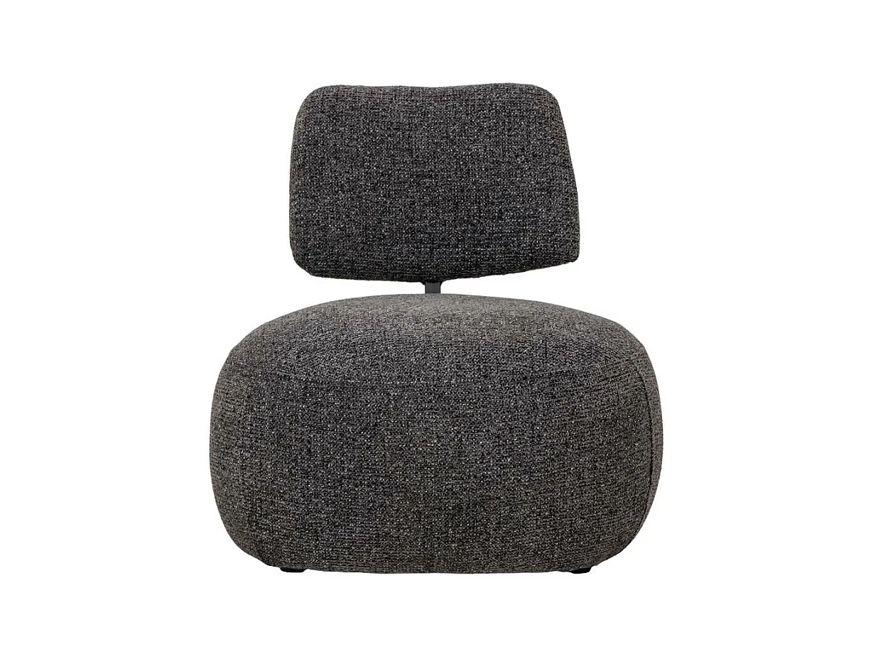 Fauteuil en tissu bouclette avec dossier gris foncé Teresia