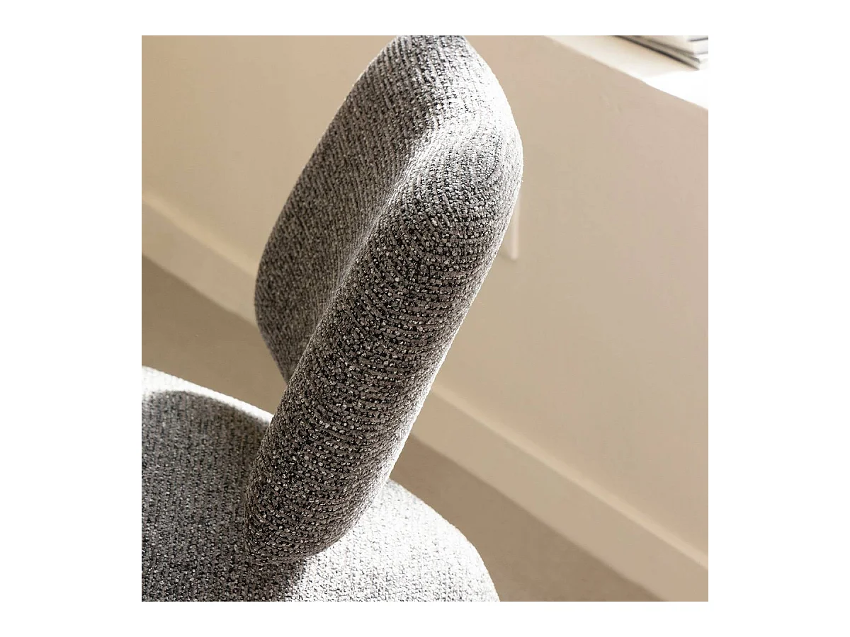 Fauteuil en tissu bouclette avec dossier gris foncé Teresia