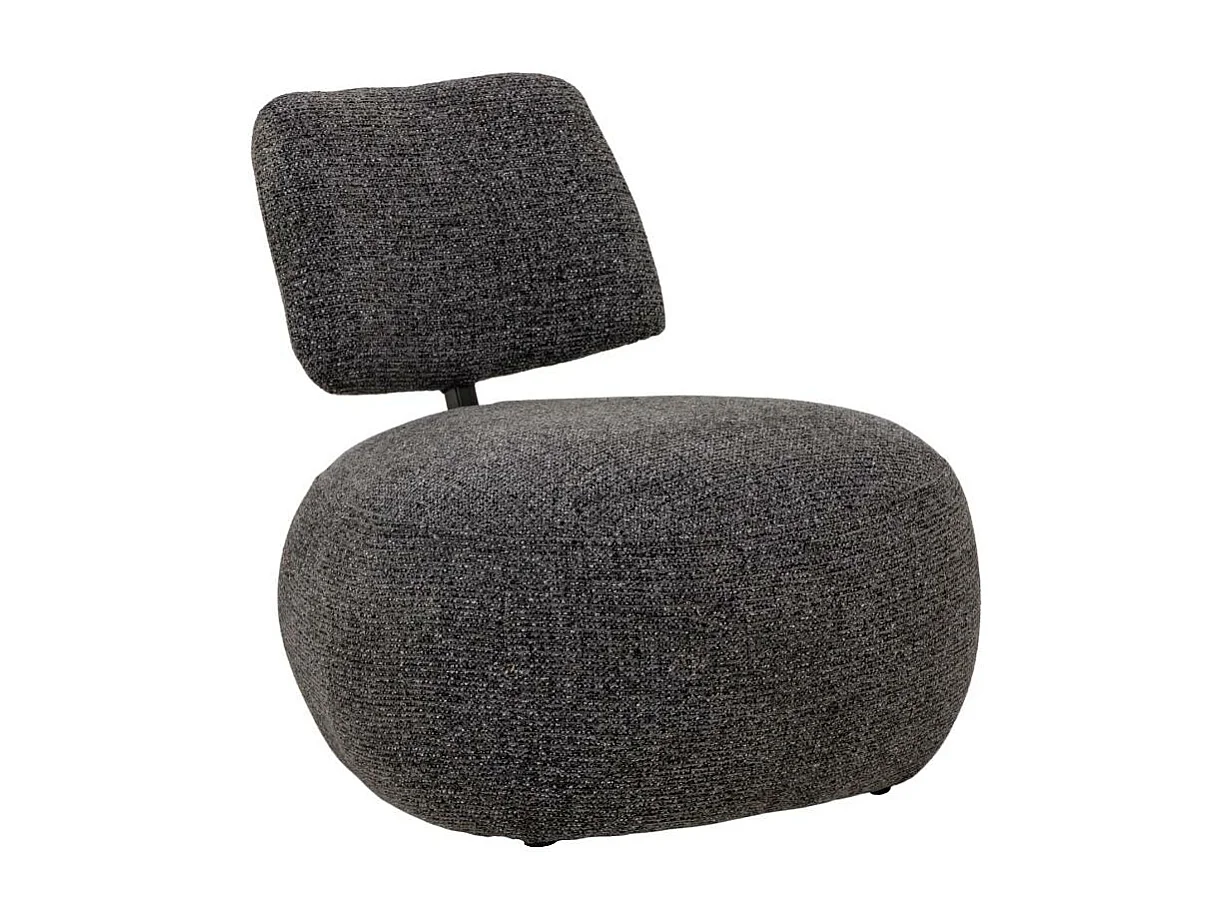 Fauteuil en tissu bouclette avec dossier gris foncé Teresia