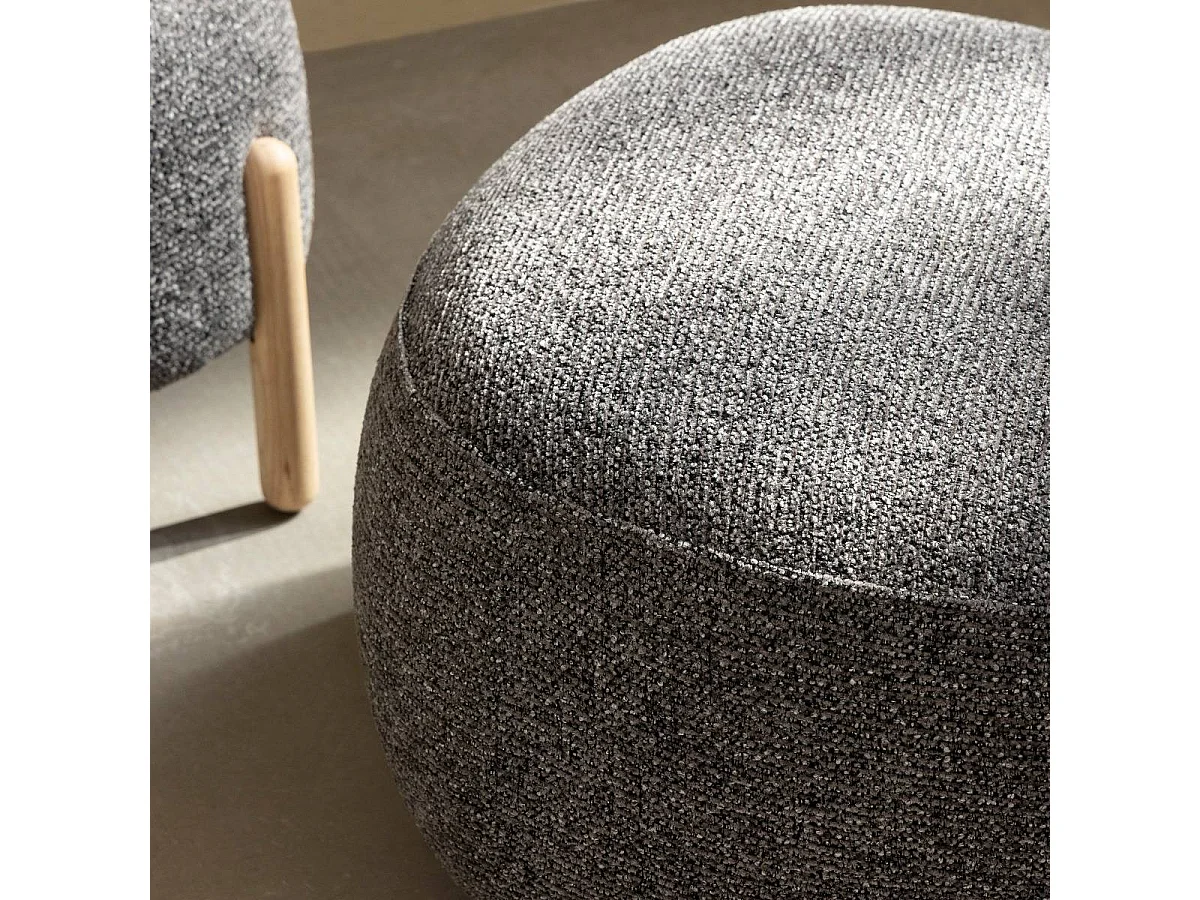 Fauteuil en tissu bouclette avec dossier gris foncé Teresia