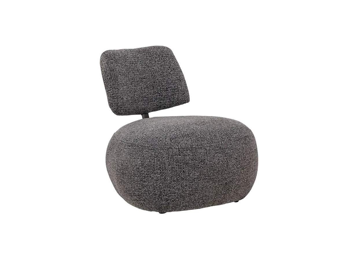 Fauteuil en tissu bouclette avec dossier gris foncé Teresia
