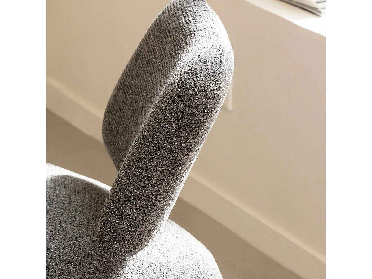 Fauteuil en tissu bouclette avec dossier gris foncé Teresia