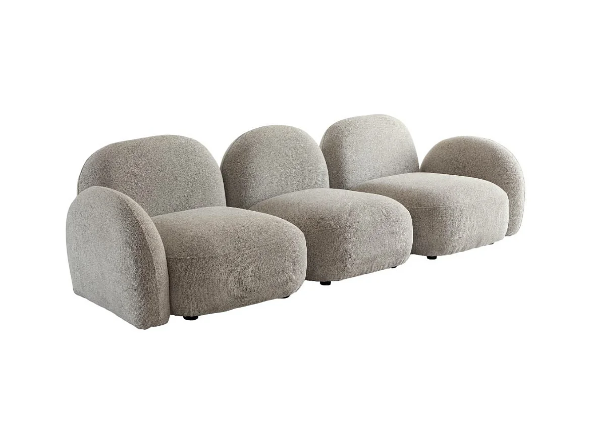Canapé 3 modules en tissu bouclette gris Calya