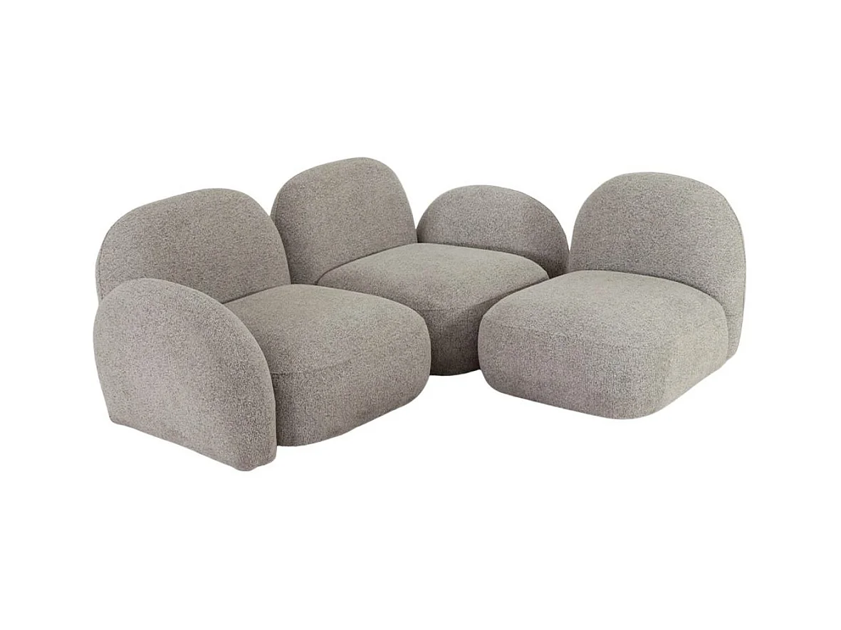 Canapé 3 modules en tissu bouclette gris Calya