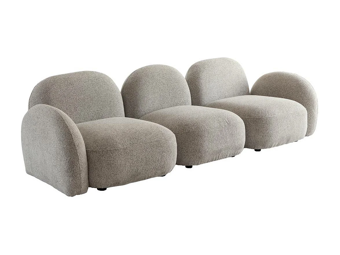 Canapé 3 modules en tissu bouclette gris Calya