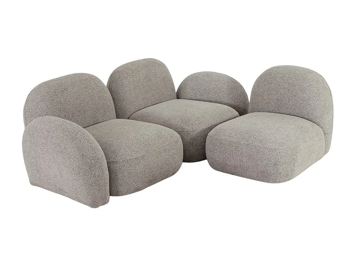 Canapé 3 modules en tissu bouclette gris Calya
