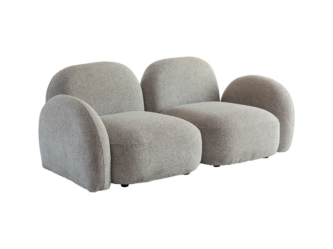 Canapé modulable 2 places en tissu bouclette gris Calya