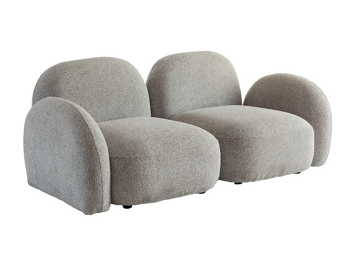 Canapé modulable 2 places en tissu bouclette gris Calya