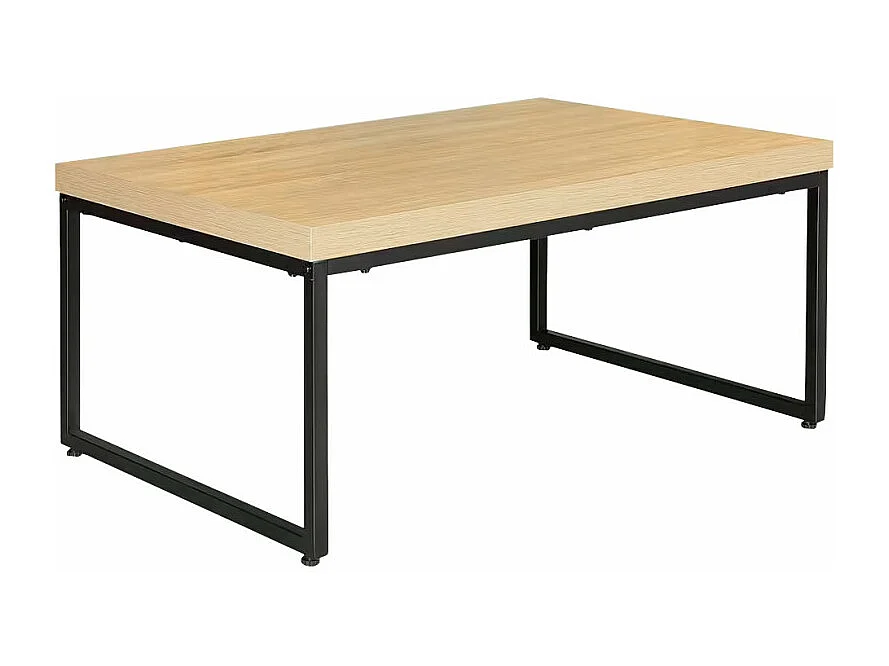 Table basse rectangulaire effet chêne clair et pieds métal - MANI 1085