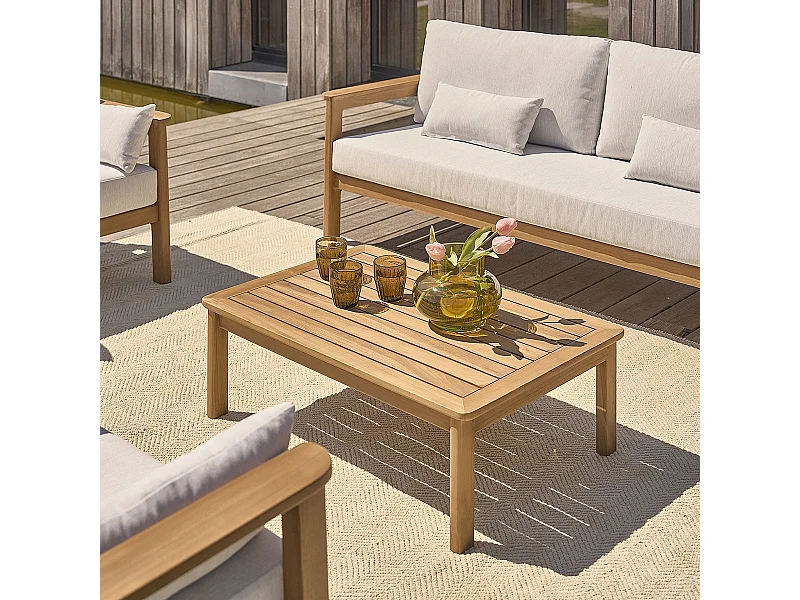 Mesa de jardín de teca maciza con listones 90x60x80 cm