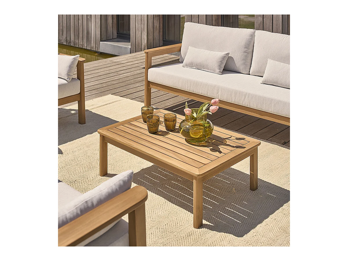 Mesa de jardín de teca maciza con listones 90x60x80 cm