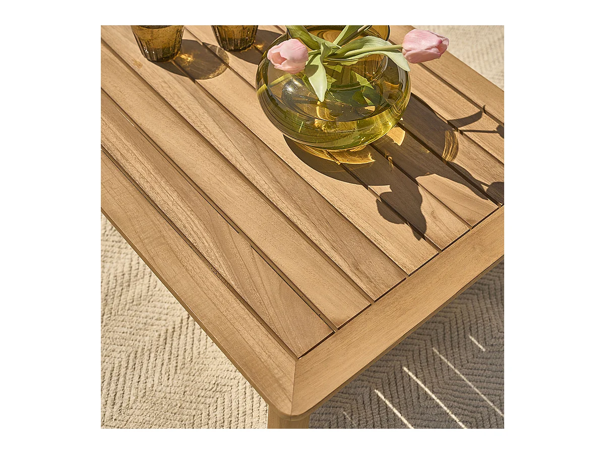 Mesa de jardín de teca maciza con listones 90x60x80 cm