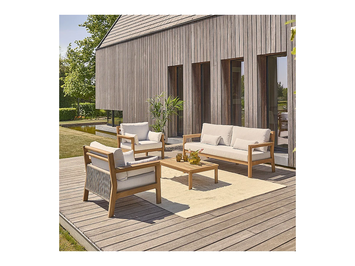 Mesa de jardín de teca maciza con listones 90x60x80 cm