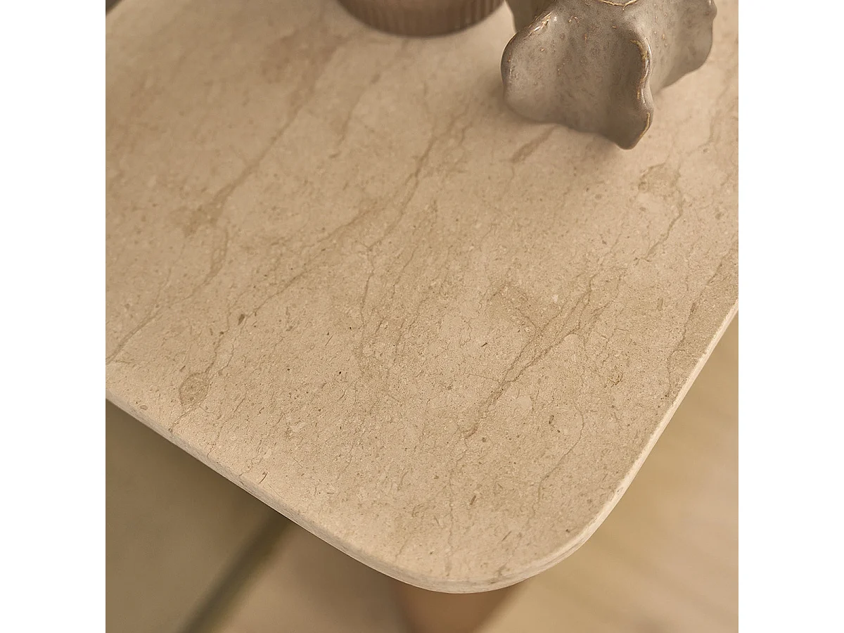 Consola de entrada de teca maciza y mármol 120 cm - Diseño contemporáneo