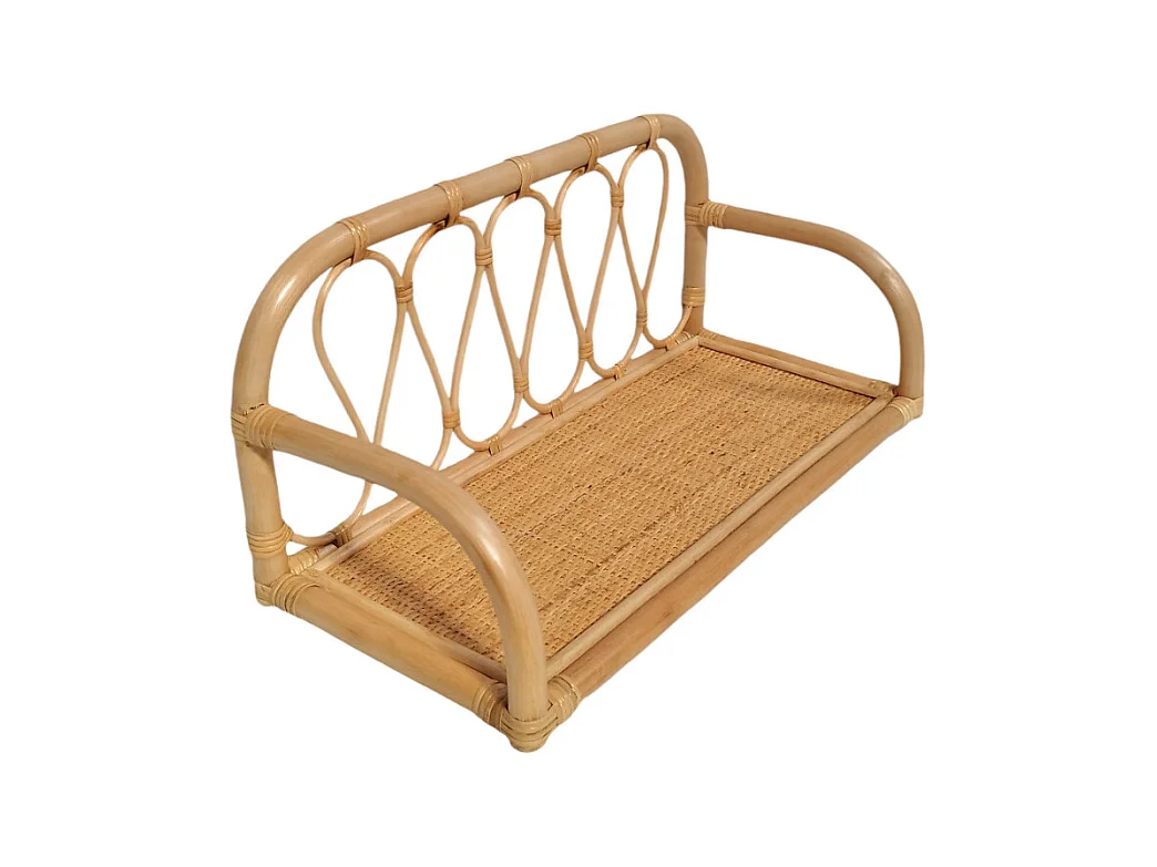 Etagère murale L. 55 cm en rotin naturel angles arrondis - HAZEL