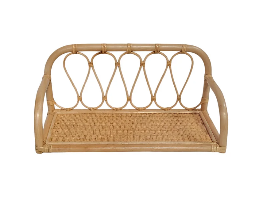 Etagère murale L. 55 cm en rotin naturel angles arrondis - HAZEL