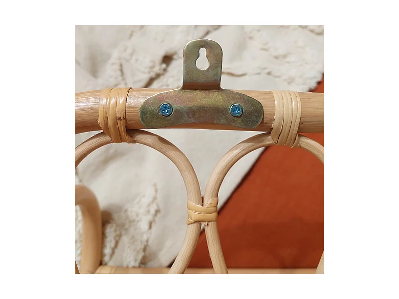 Etagère murale L. 55 cm en rotin naturel angles arrondis - HAZEL