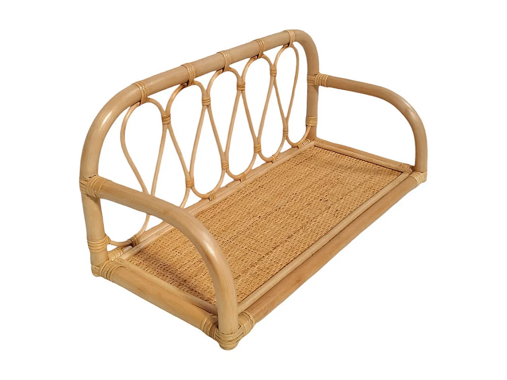 Etagère murale L. 55 cm en rotin naturel angles arrondis - HAZEL