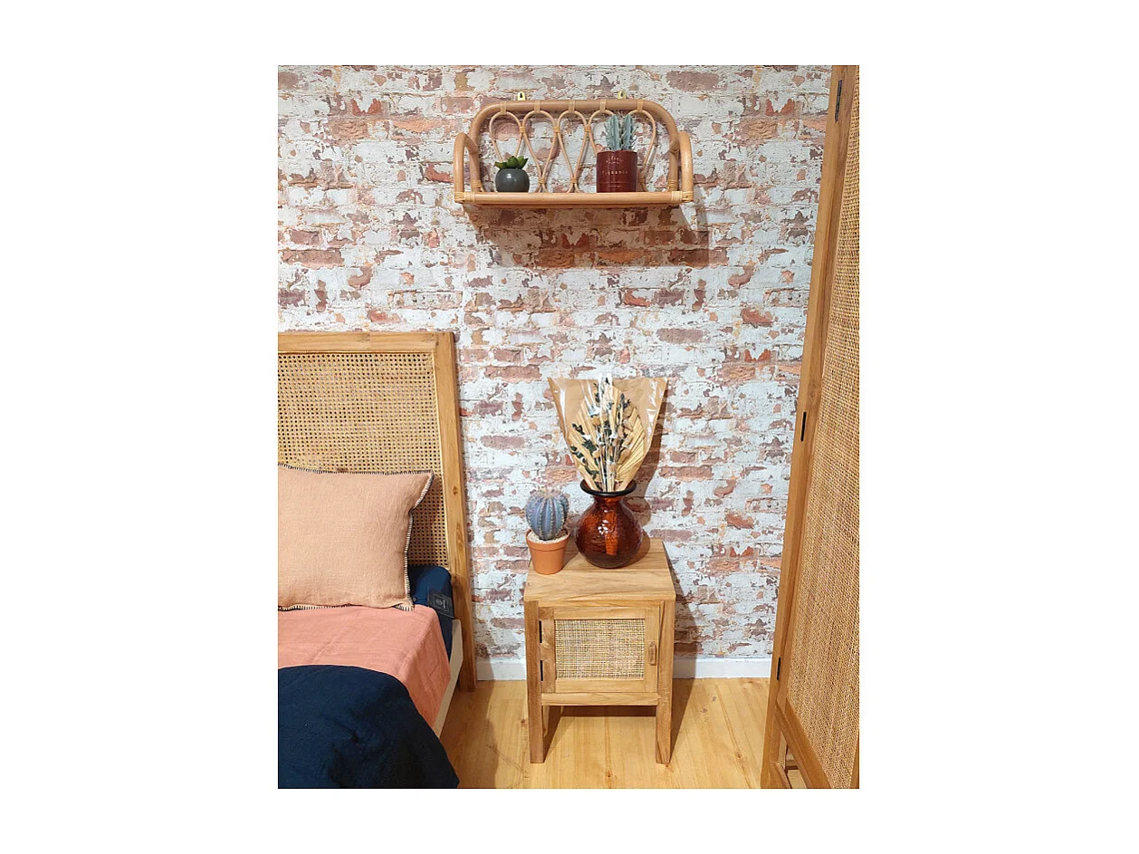 Etagère murale L. 55 cm en rotin naturel angles arrondis - HAZEL