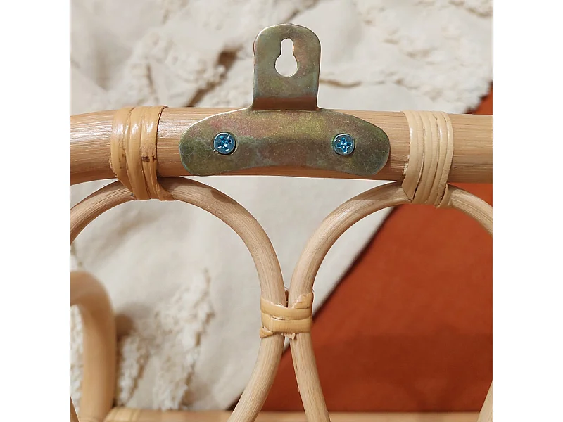 Etagère murale L. 55 cm en rotin naturel angles arrondis - HAZEL