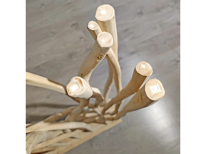 Paravent H. 120 cm branches de bois de teck brut blanchi - BRENT 03