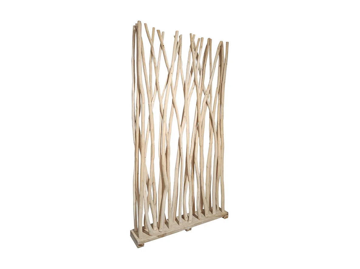 Paravent H. 180 cm branches de bois de teck brut blanchi - BRENT 02