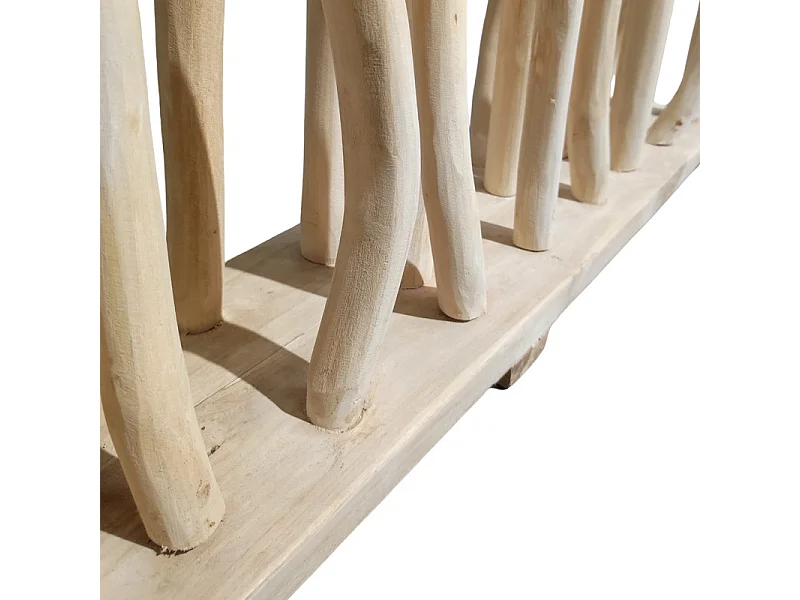 Paravent H. 180 cm branches de bois de teck brut blanchi - BRENT 02