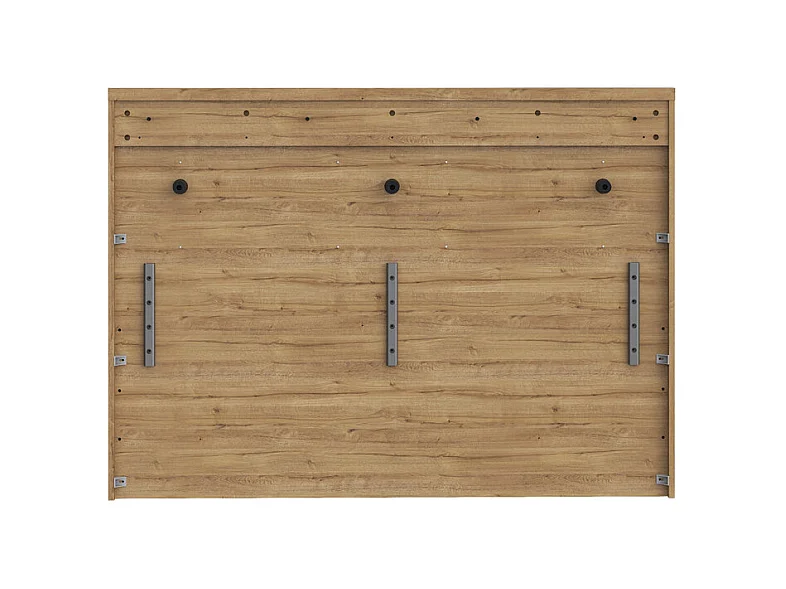 Lit 140 x 190 cm avec tête de lit en décor chêne et noir – FARM