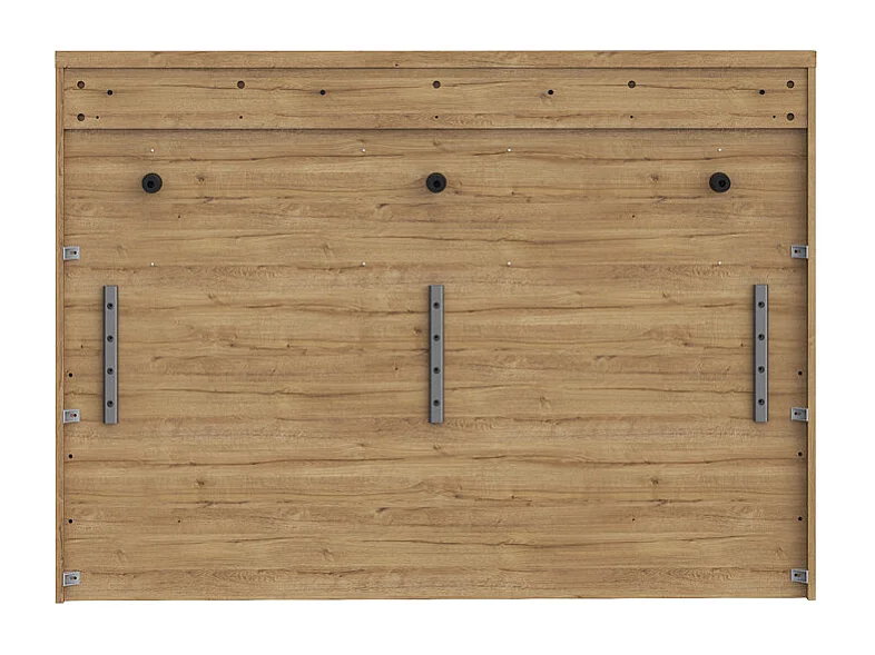 Lit 140 x 190 cm avec tête de lit en décor chêne et noir – FARM