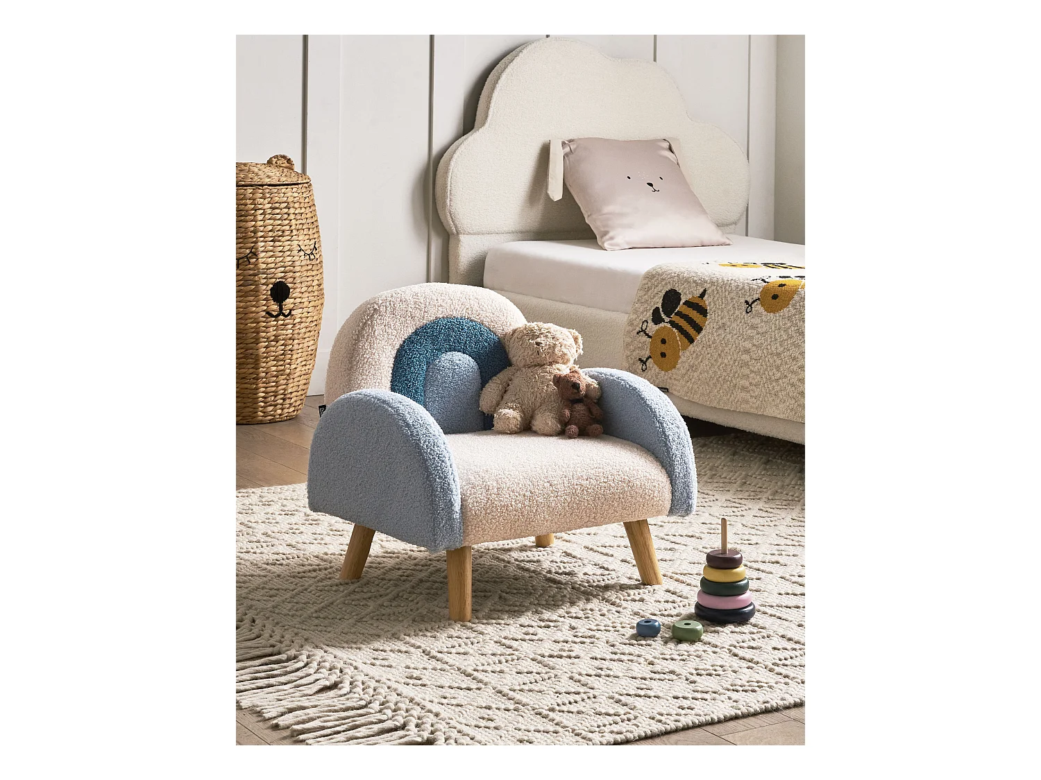 Fauteuil pour enfants Arc-en-ciel OMBO Bouclé Bleu clair