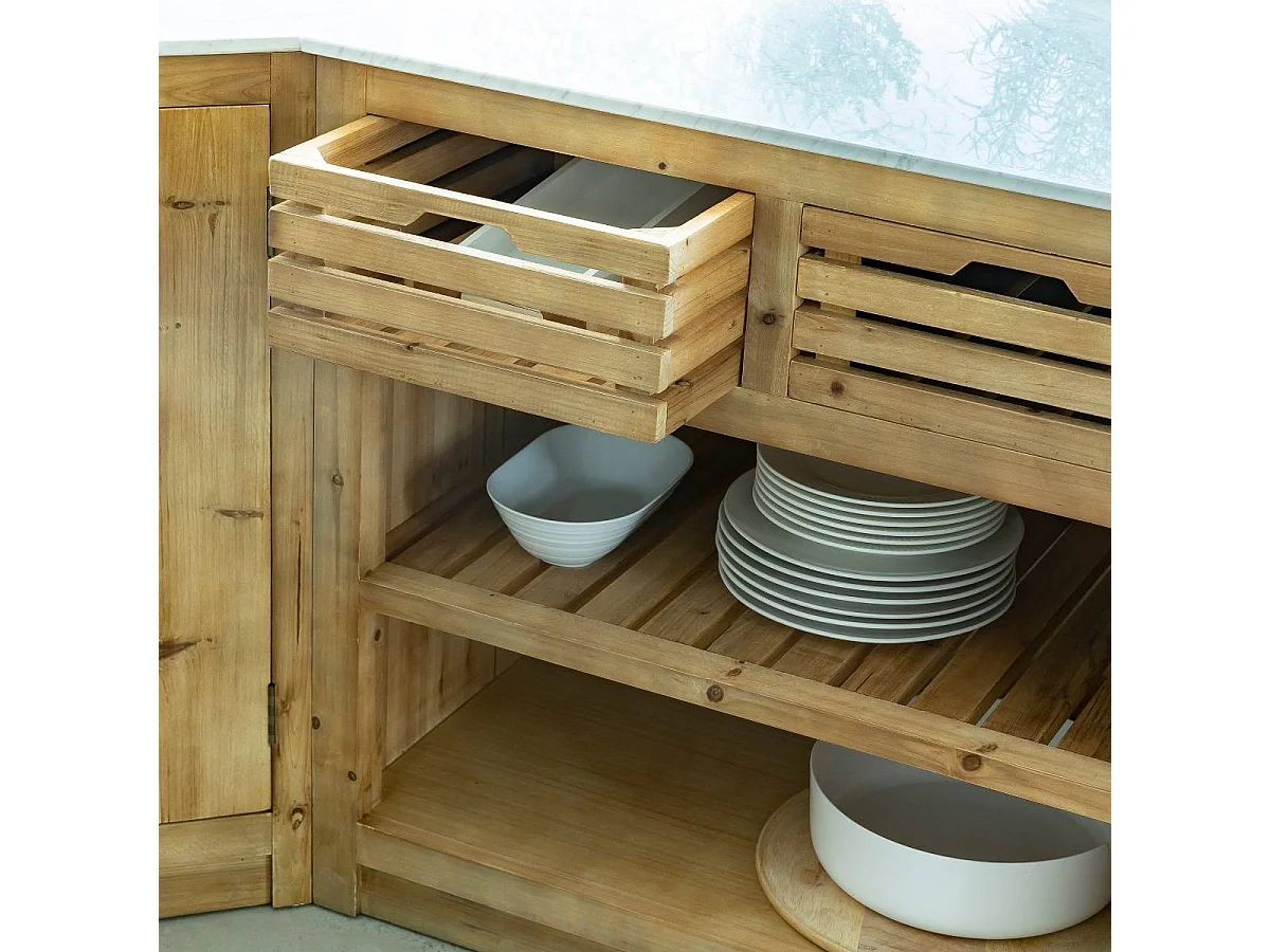 Meuble bas de cuisine 2 tiroirs + 1 étagère Epure