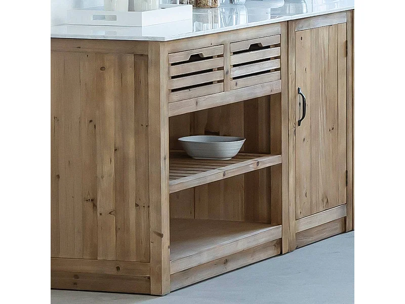 Meuble bas de cuisine 2 tiroirs + 1 étagère Epure