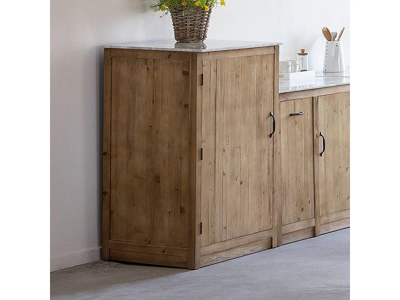 Meuble Bas De Cuisine VCM Fasola - Armoire 60 Cm Portes Battantes, Blanc, Ultra Solide