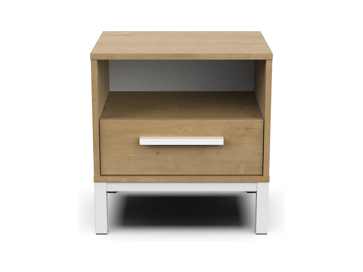 Nachttisch 1 Schublade und 1 Fach Eiche- und Weißdekor L53,4 cm – CRAFT