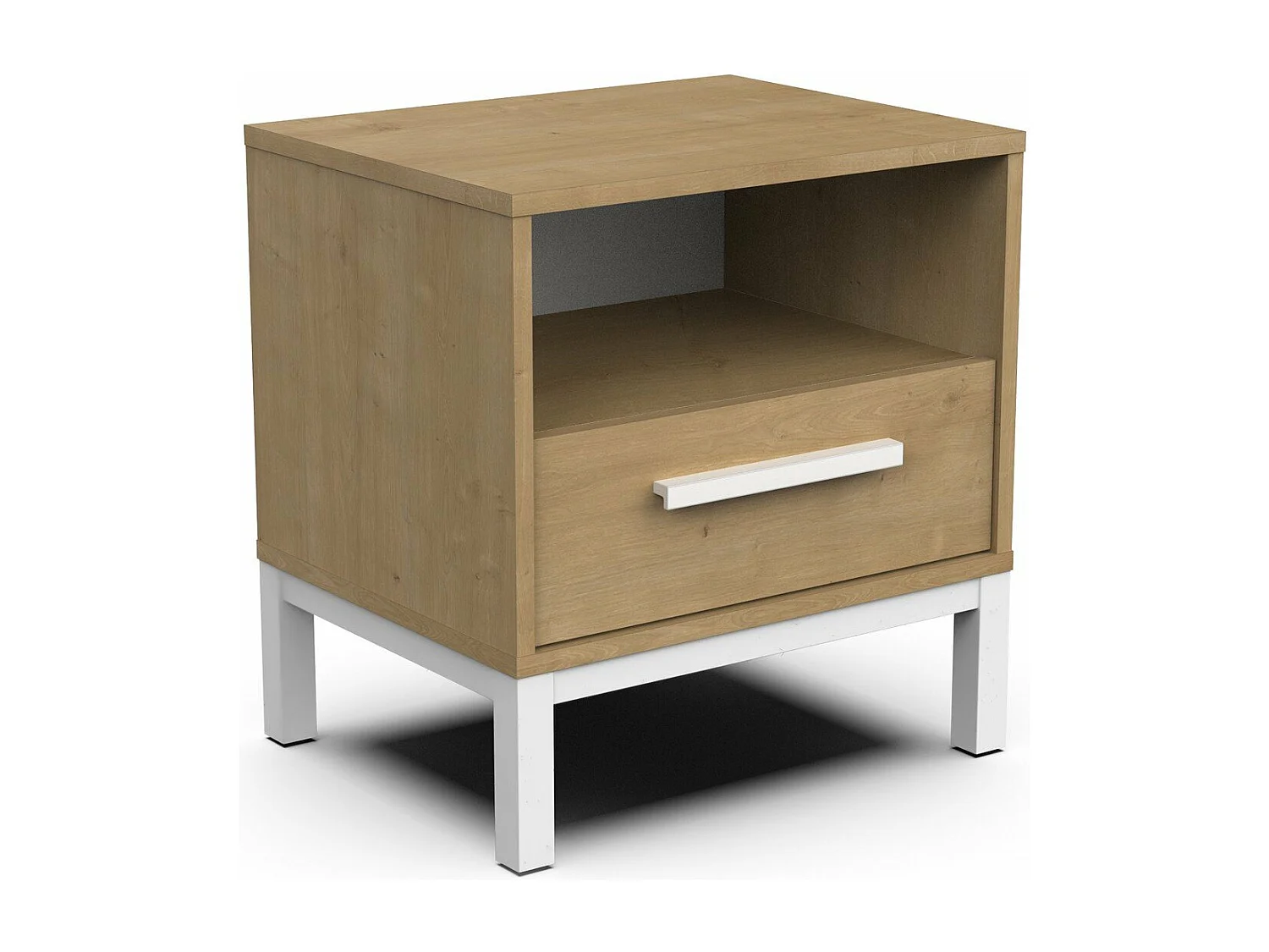 Chevet "Craft" - Bois - 1 tiroirs - Marron/blanc