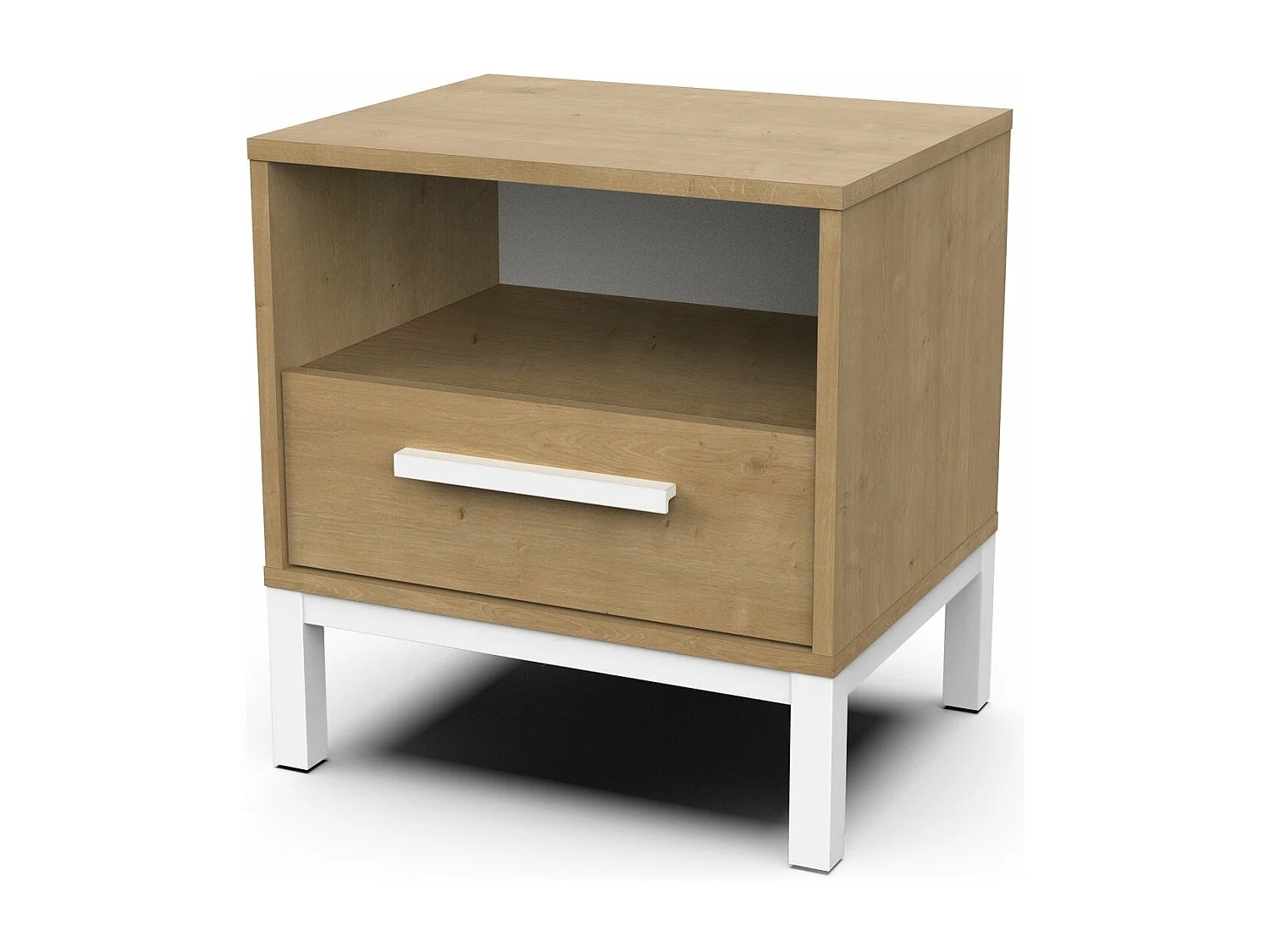 Chevet "Craft" - Bois - 1 tiroirs - Marron/blanc