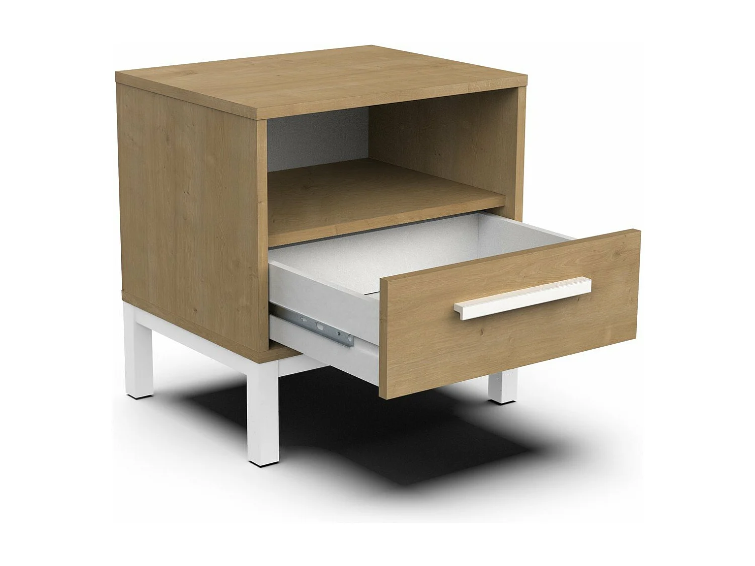 Chevet "Craft" - Bois - 1 tiroirs - Marron/blanc