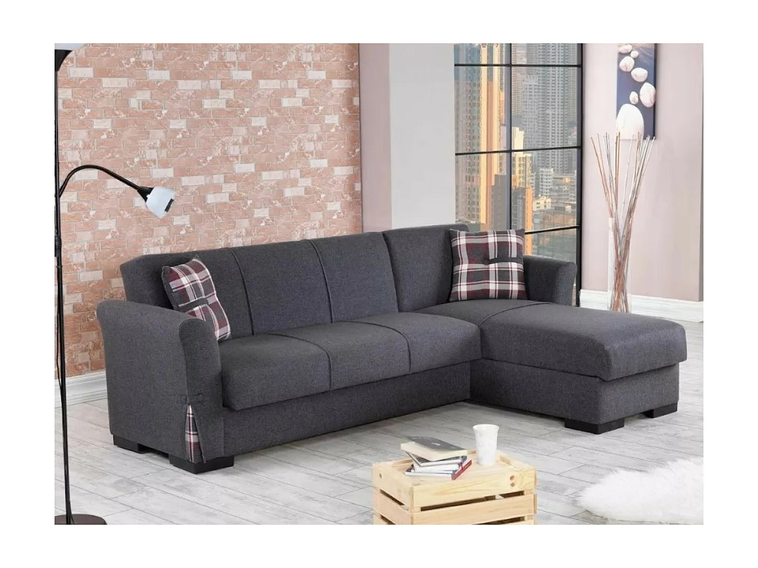 Canapé d'angle Felipe R/revêtement tissu/Anthracite