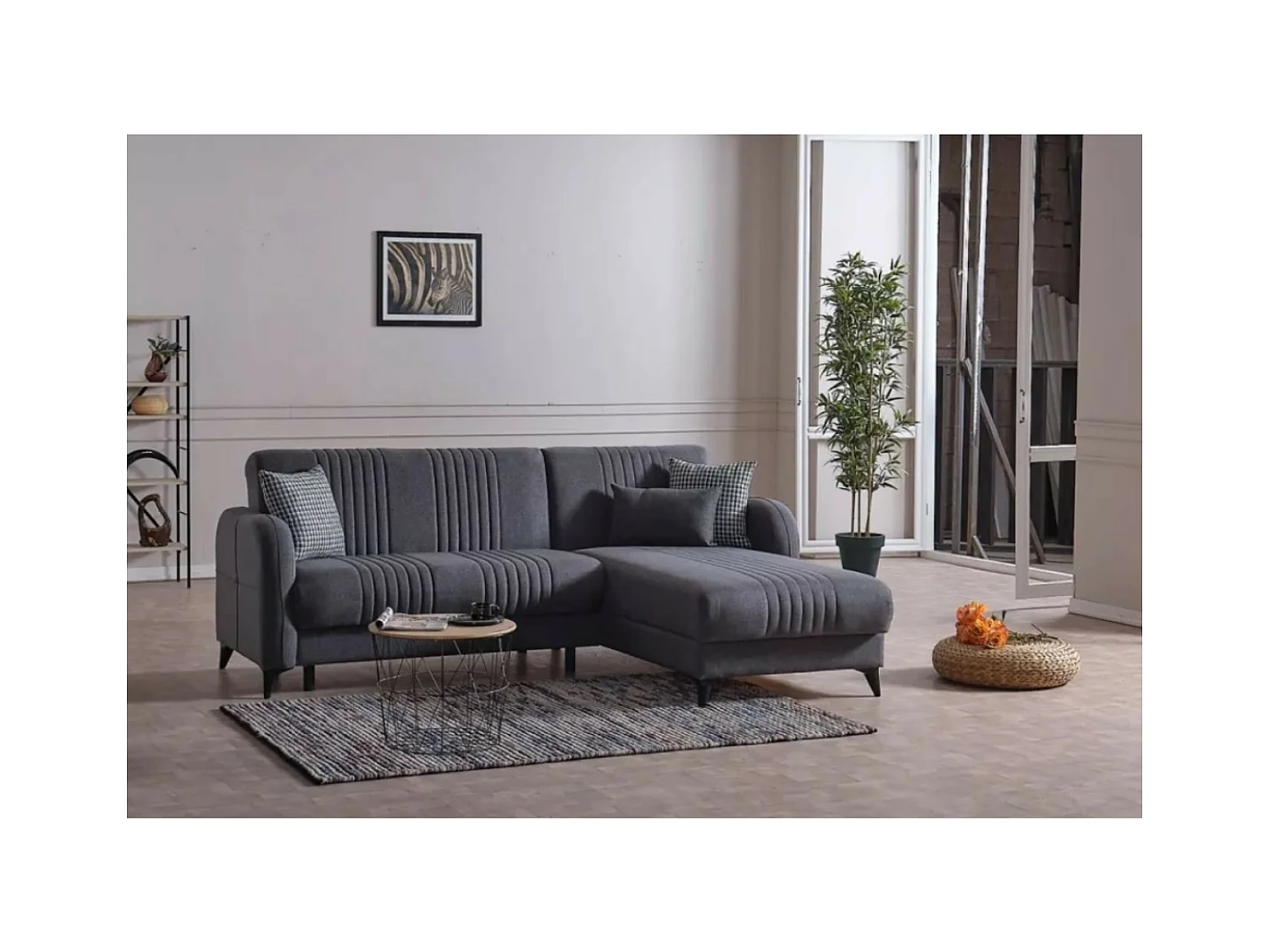 Divano d'angolo Linea R/rivestimento in tessut/Antracite
