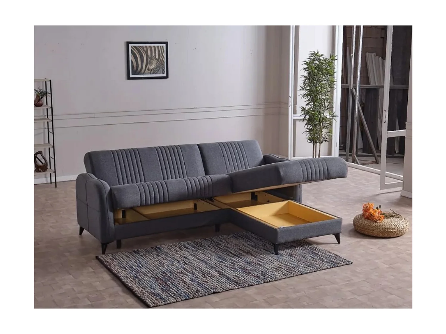 Ecksofa Linea R/Stoffbezug/Anthrazit