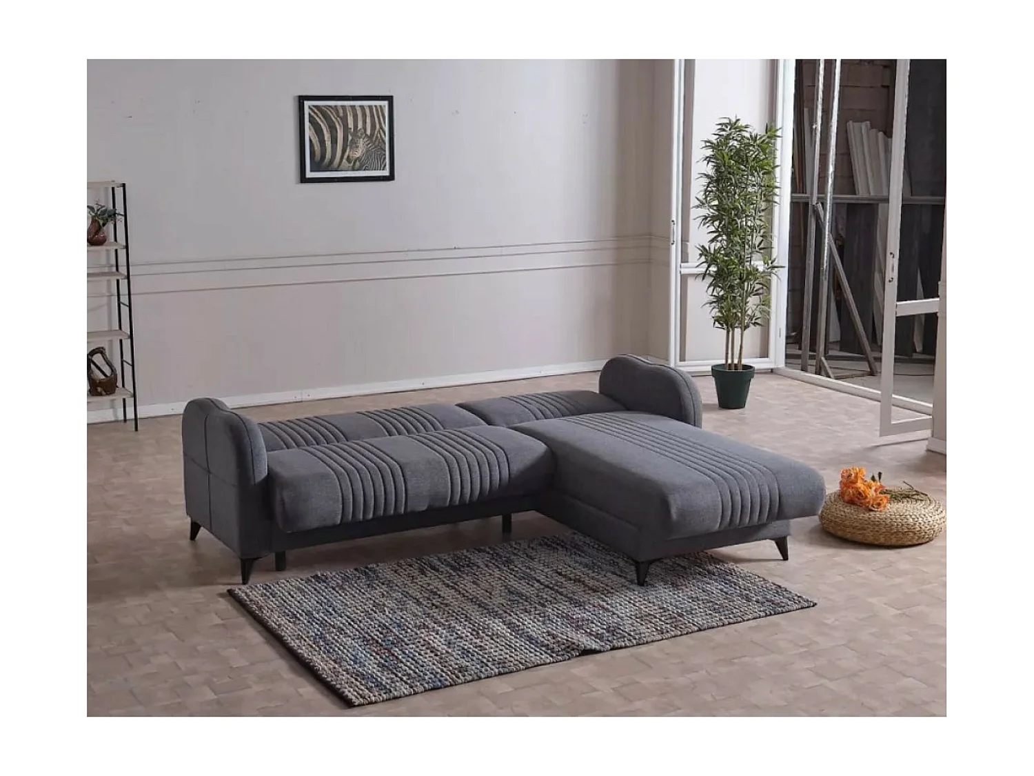 Ecksofa Linea R/Stoffbezug/Anthrazit