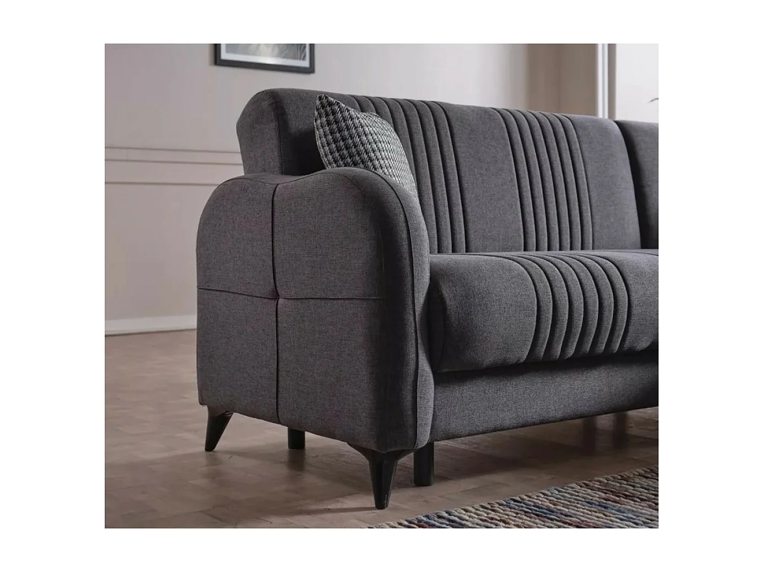 Ecksofa Linea R/Stoffbezug/Anthrazit