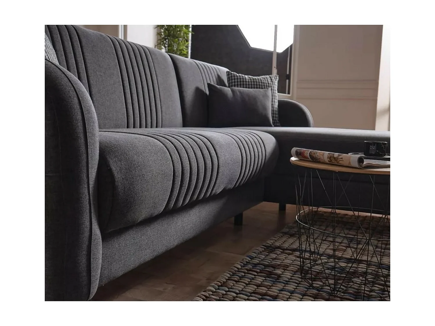 Ecksofa Linea R/Stoffbezug/Anthrazit